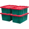 image:imageHOMZ Durabilt Plastic Storage Bins with Lids 27 Gal BlackYellow 2 PackGreen BaseRed Lid