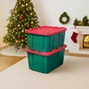 image:imageHOMZ Durabilt Plastic Storage Bins with Lids 27 Gal BlackYellow 2 PackGreen BaseRed Lid