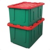 image:imageHOMZ Durabilt Plastic Storage Bins with Lids 27 Gal BlackYellow 2 PackGreen BaseRed Lid