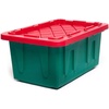 image:imageHOMZ Durabilt Plastic Storage Bins with Lids 27 Gal BlackYellow 2 PackGreen BaseRed Lid