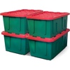 image:imageHOMZ Durabilt Plastic Storage Bins with Lids 27 Gal BlackYellow 2 PackGreen BaseRed Lid