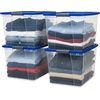 image:imageHOMZ Secure Latch Clear Plastic Storage Organizer Bins 15 Quart 4 PackBlue Lid