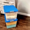 image:imageHOMZ Secure Latch Clear Plastic Storage Organizer Bins 15 Quart 4 PackBlue Lid