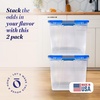 image:imageHOMZ Secure Latch Clear Plastic Storage Organizer Bins 15 Quart 4 PackBlue Lid