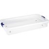 image:imageHOMZ Under Bed Clear Plastic Storage Bin wLid 60 Qt Blue Latch 2 PackBlue
