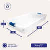 image:imageHOMZ Under Bed Clear Plastic Storage Bin wLid 60 Qt Blue Latch 2 PackBlue