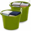 image:imageHOMZ Utility Tub Storage Bucket with Rope Handles 17 Gal Black 2 PackBold Lime Green