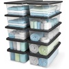 image:imageHOMZ 10Pack Snaplock Small Clear Plastic Storage Organizer Bins wLids 6 Quart Gray  Stackable Container Boxes for Bedroom Bathroom Garage and Office OrganizationGray Lid