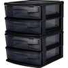 image:imageHOMZ 2 Drawer Storage Cart Wide Plastic Container Black Frame 2PackBlack frame with smoke tint drawers