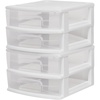 White frame with clear drawers