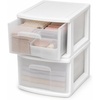 White frame with clear drawers