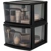 image:imageHOMZ 2Pack 1Drawer Storage Cart Clear Plastic Container 15 Wide Body Black Frame  Organizing Drawer Containers for Home Bathroom Bedroom Office and ClassroomBlack frame with smoke tint drawer