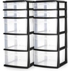 image:imageHOMZ 2Pack Drawer Tower 5Tier Clear Plastic Storage Organizer Unit Black Frame  MultiPurpose Container Drawers for Bedroom Bathroom and Office OrganizationBlack