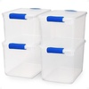 image:imageHOMZ Clear Plastic Storage Bins wLatching Lid 75 Qt Gray Latch 5 PackBlue Latch