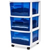 image:imageHOMZ Drawer Tower 3Tier Storage Cart with Removable Wheels Purple FrameWhite FrameBlue Drawers