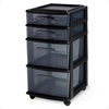 image:imageHOMZ Drawer Tower 4Tier Storage Cart with Removable Wheels Black FrameAll Black