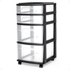 image:imageHOMZ Drawer Tower 4Tier Storage Cart with Removable Wheels Black FrameClearBlack