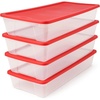 image:imageHOMZ Holiday Tote Plastic Storage Bin with Lid 41 Qt ClearRed 2 Pack41 QT 4 Pack