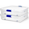 image:imageHOMZ Under Bed Clear Plastic Storage Bin wLid 60 Qt Blue Latch 2 PackBlue