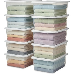 image:imageHOMZ 10Pack Snaplock Small Clear Plastic Storage Organizer Bins wLids 6 Quart Gray  Stackable Container Boxes for Bedroom Bathroom Garage and Office OrganizationWhite Lid