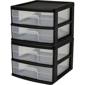 image:imageHOMZ 2 Drawer Storage Cart Wide Plastic Container Black Frame 2PackBlack frame with clear drawers