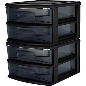 image:imageHOMZ 2 Drawer Storage Cart Wide Plastic Container Black Frame 2PackBlack frame with smoke tint drawers
