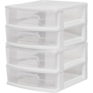 image:imageHOMZ 2 Drawer Storage Cart Wide Plastic Container Black Frame 2PackWhite frame with clear drawers