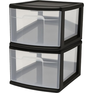 image:imageHOMZ 2Pack 1Drawer Storage Cart Clear Plastic Container 15 Wide Body Black Frame  Organizing Drawer Containers for Home Bathroom Bedroom Office and ClassroomBlack frame with clear drawers