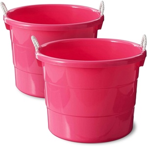 image:imageHOMZ 2Pack Utility Tub Large Plastic Storage Bucket with Rope Handles 18 Gallon Pink  Portable Indoor and Outdoor Buckets for Kitchen Laundry Garden Bathroom and Garage OrganizationPink