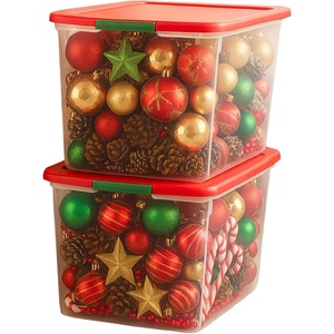 image:imageHOMZ Clear Plastic Storage Bin with Secure Latching Red Lid 64 Qt 2 Pack64 Quart  235 x 16125 x 135