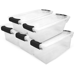 image:imageHOMZ Clear Plastic Storage Bins wLatching Lid 75 Qt Gray Latch 5 PackGray