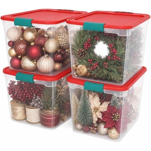 image:imageHOMZ Clear Plastic Storage Bins wLatching Lid 75 Qt Gray Latch 5 PackRed