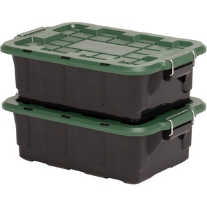 image:imageHOMZ Clear Plastic Storage Bins with Lid 30 Gallon Black 2 PackBlack  Green
