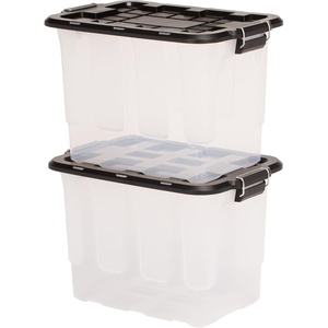 image:imageHOMZ Clear Plastic Storage Bins with Lid 30 Gallon Black 2 PackClear  Black