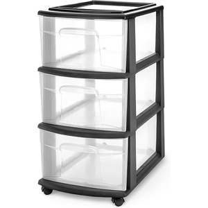image:imageHOMZ Drawer Tower 3Tier Storage Cart with Removable Wheels Purple FrameBlack