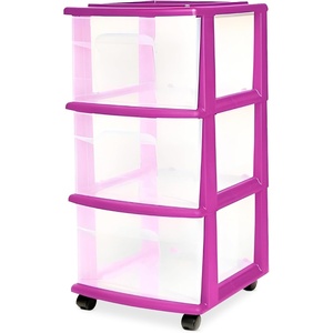 image:imageHOMZ Drawer Tower 3Tier Storage Cart with Removable Wheels Purple FramePurple