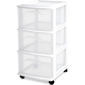 image:imageHOMZ Drawer Tower 3Tier Storage Cart with Removable Wheels Purple FrameWhite