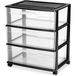image:imageHOMZ Drawer Tower 3Tier Storage Cart with Removable Wheels White FrameBlack Frame