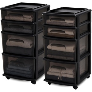 image:imageHOMZ Drawer Tower 4Tier Storage Cart with Removable Wheels Black FrameBlack