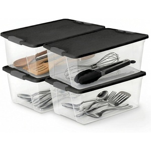 image:imageHOMZ Secure Latch Clear Plastic Storage Organizer Bins 15 Quart 4 PackClear