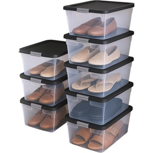 image:imageHOMZ Secure Latch Clear Plastic Storage Organizer Bins 15 Quart 4 PackGray Lid