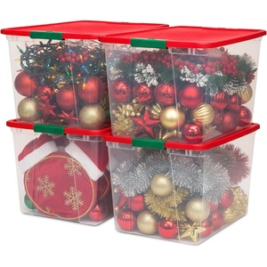 image:imageHOMZ Secure Latch Clear Plastic Storage Organizer Bins 15 Quart 4 PackRed Lid