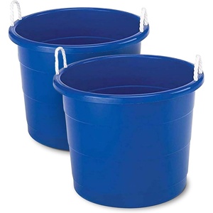 image:imageHOMZ Utility Tub Storage Bucket with Rope Handles 17 Gal Black 2 PackBlue