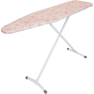 image:imageHomz TLeg Clothes Ironing Board Portable Compact Foldable Standard Size Adjustable Height with Foam Pad amp Cotton Cover Charcoal GrayPink Peony