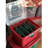 image:imageHOMZ Holiday Light Organizer  Plastic Storage Container with Green Cord Wraps  Red Container with Clear Hinged Lid  Snap Lock Closure  Set of 2 with 8 Cord Wraps2 Pack