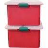 image:imageHOMZ Holiday Light Organizer  Plastic Storage Container with Green Cord Wraps  Red Container with Clear Hinged Lid  Snap Lock Closure  Set of 2 with 8 Cord Wraps2 Pack