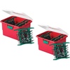 image:imageHOMZ Holiday Light Organizer  Plastic Storage Container with Green Cord Wraps  Red Container with Clear Hinged Lid  Snap Lock Closure  Set of 2 with 8 Cord Wraps2 Pack