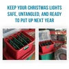 image:imageHOMZ Holiday Light Organizer  Plastic Storage Container with Green Cord Wraps  Red Container with Clear Hinged Lid  Snap Lock Closure  Set of 2 with 8 Cord Wraps2 Pack